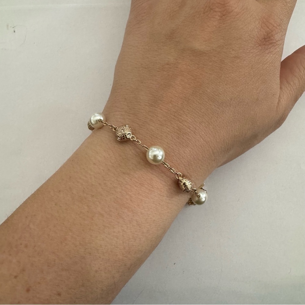 Vintage Rare GPK Faux Pearl Gold Accents Lobster Clasp Bracelet